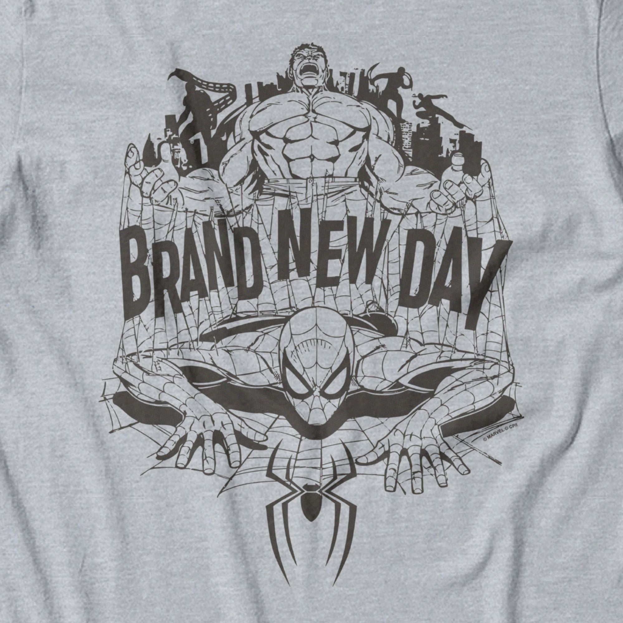Marvel Spider-Man Brand New Day Hulk In Web Crawler Black White T-Shirt Sport Grey