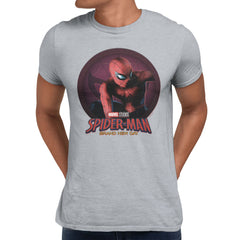 Marvel Spider-Man Brand New Day Mens Circle Badge With Spider-Man T-Shirt Sport Grey
