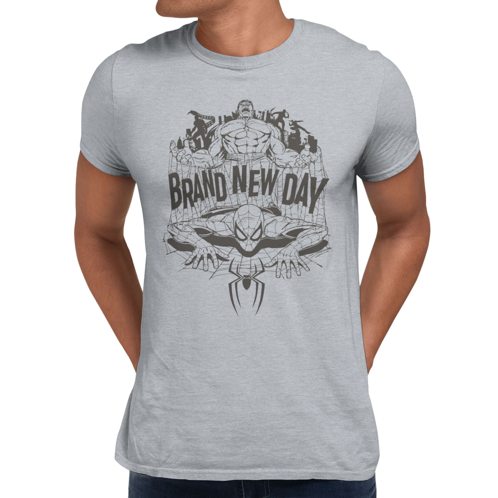 Marvel Spider-Man Brand New Day Hulk In Web Crawler Black White T-Shirt Sport Grey