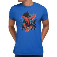Marvel Spider-Man Brand New Day Mens Leaping Into Web Of Enemies T-Shirt Royal