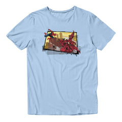 Marvel Spider-Man Brand New Day Mens Leap Into The Feet City Top T-Shirt Light Blue