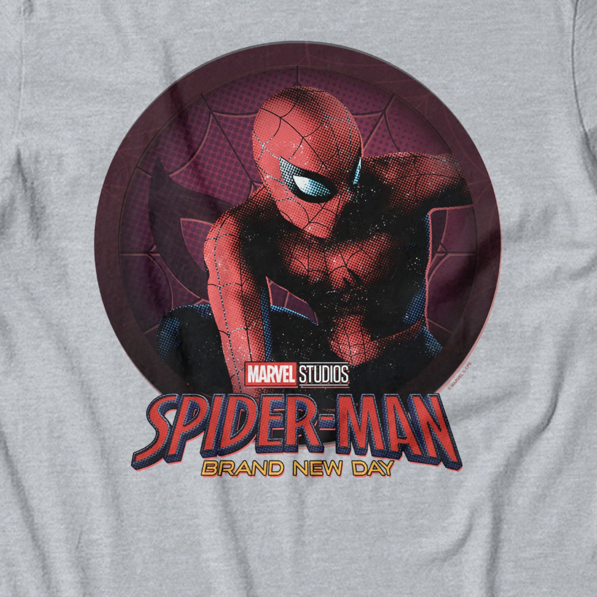 Marvel Spider-Man Brand New Day Mens Circle Badge With Spider-Man T-Shirt Sport Grey