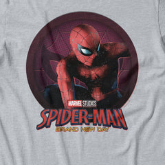 Marvel Spider-Man Brand New Day Mens Circle Badge With Spider-Man T-Shirt Sport Grey