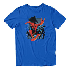 Marvel Spider-Man Brand New Day Mens Leaping Into Web Of Enemies T-Shirt Royal
